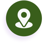 Location pin icon on green circular background.