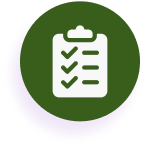 Green circle with a checklist icon.